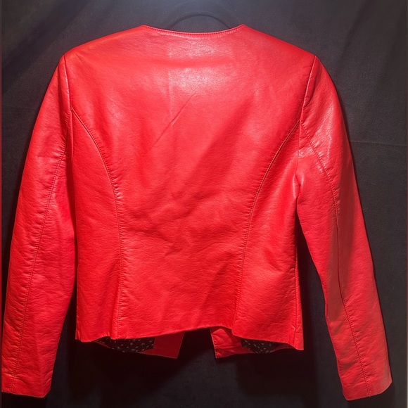 BLACK RIVET {Women's Red Faux Leather Blazer/Jacket. Size M - Picture 3 of 15